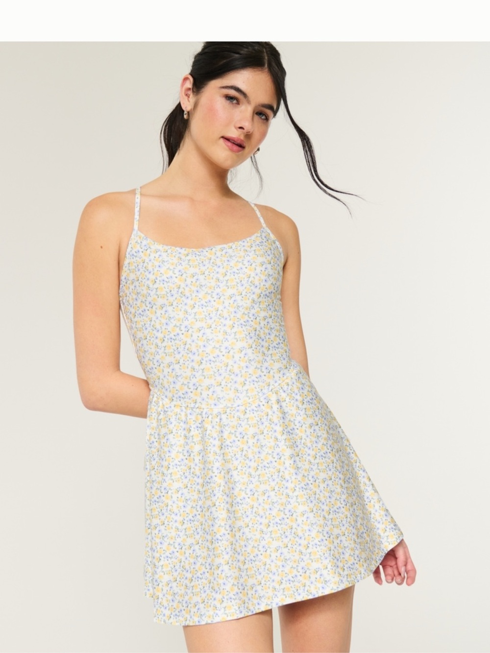 Gilly Hicks White Floral Mini Dress with Yellow & Blue Accents